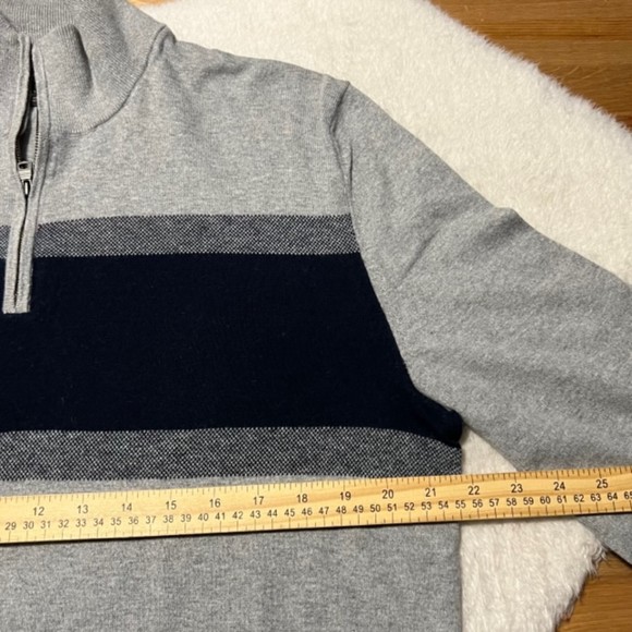 Banana Republic Mens Gray Blue Colorblock Cotton Cashmere Mock Neck Sweater Sz L - Picture 8 of 9